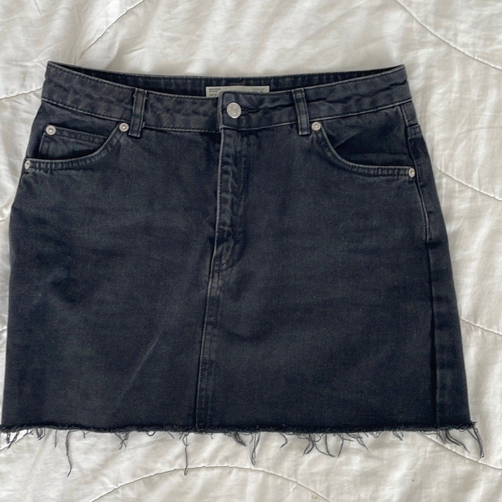 Topshop black denim mini skirt size 8
